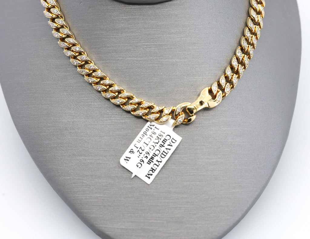 David Yurman Curb Chain Necklace 18K Yellow Gold with Diamonds, S108926 (Pre-owned)