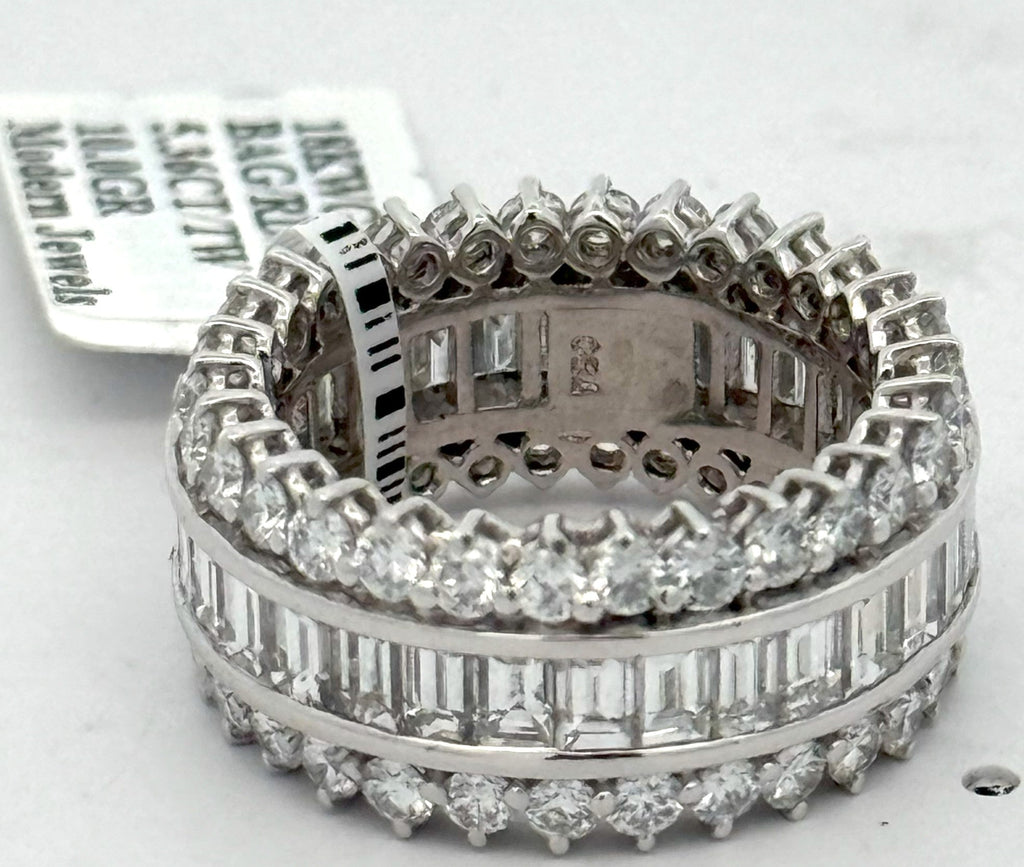 18k White Gold 5.36CT Baguette & Round Diamond Ring, 10gm, size 6 , S16622
