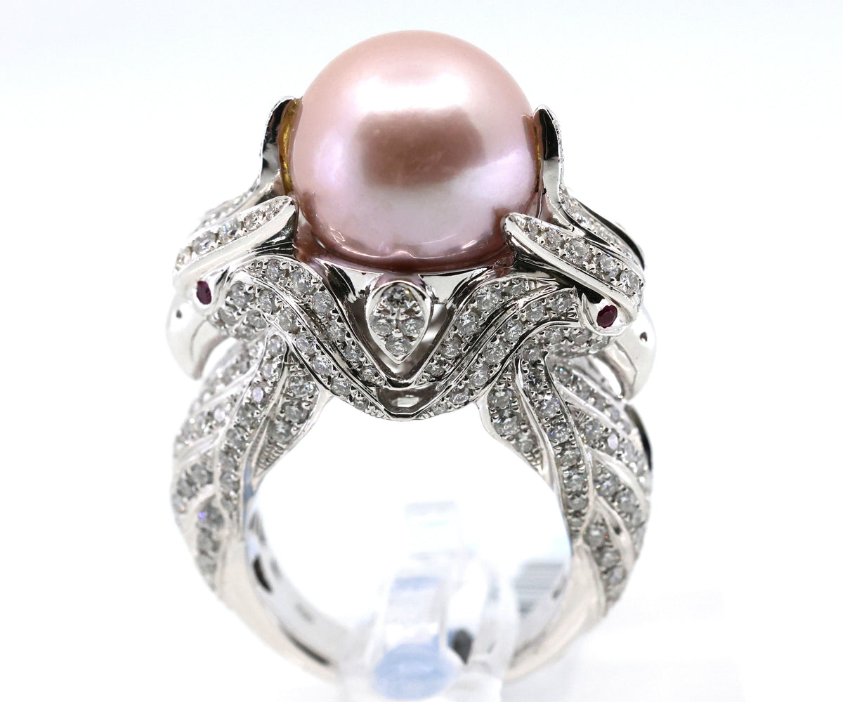 18k White Gold 2.64CT Diamond Birds Ring, 21.2g, Size 7.25, S16893