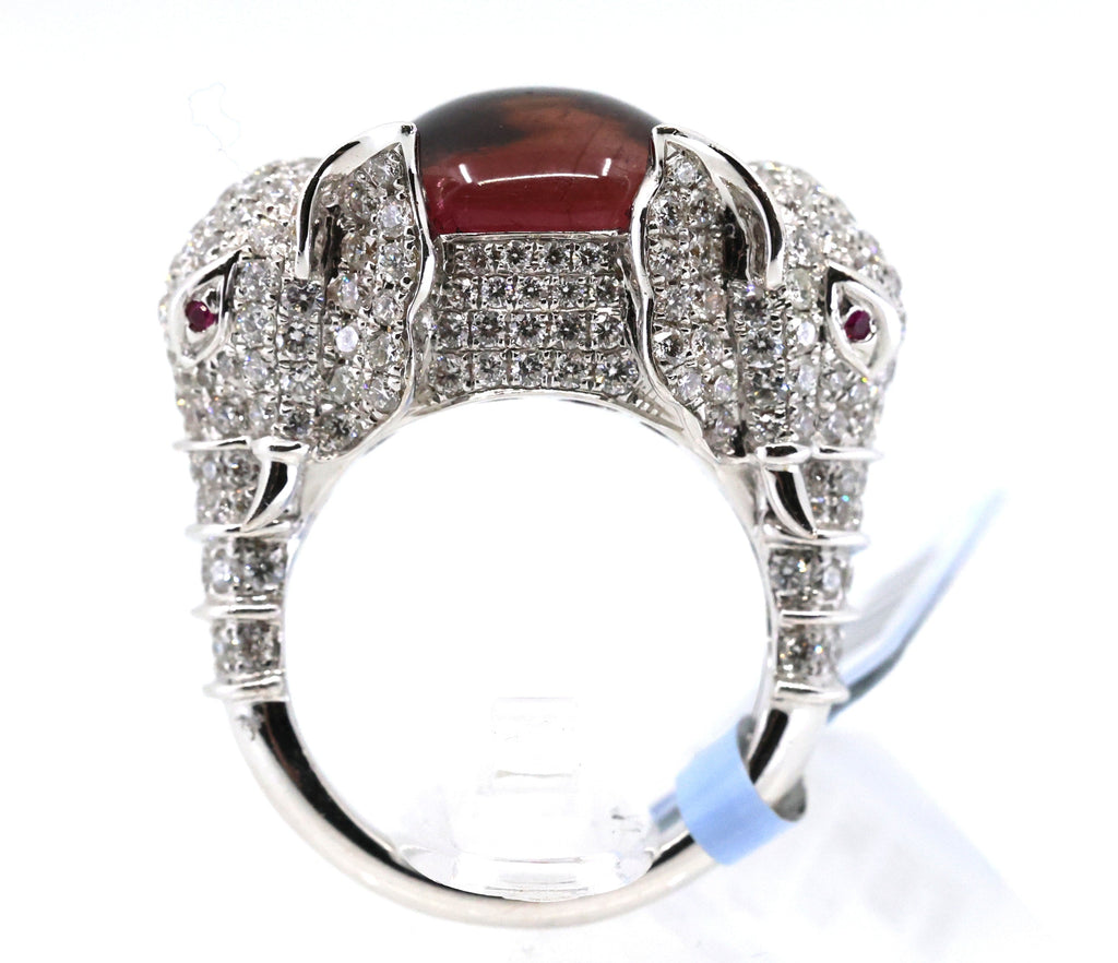 18k White Gold 3.00CT Diamond Elephants Ring, 15.6g, Size 7, S16890