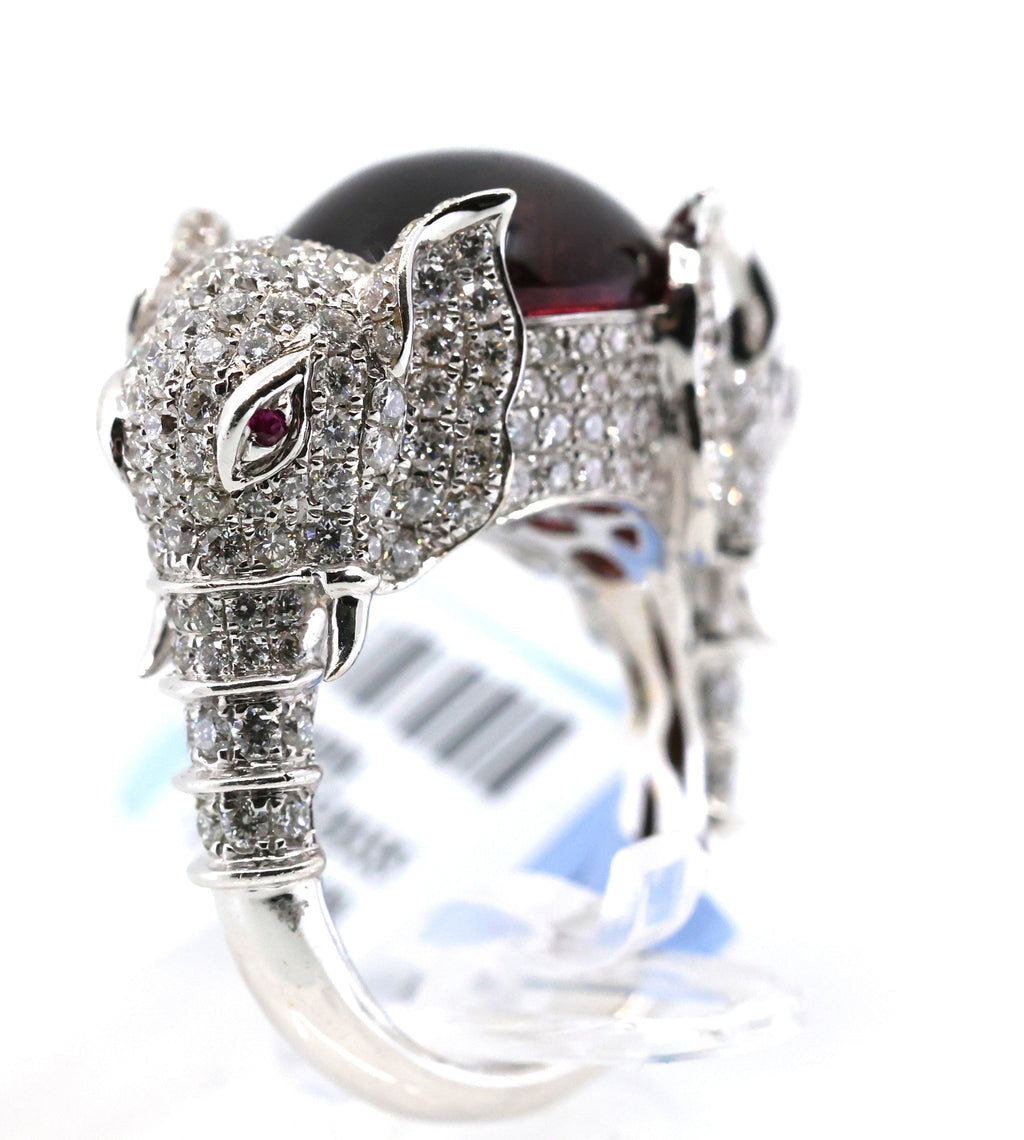 18k White Gold 3.00CT Diamond Elephants Ring, 15.6g, Size 7, S16890