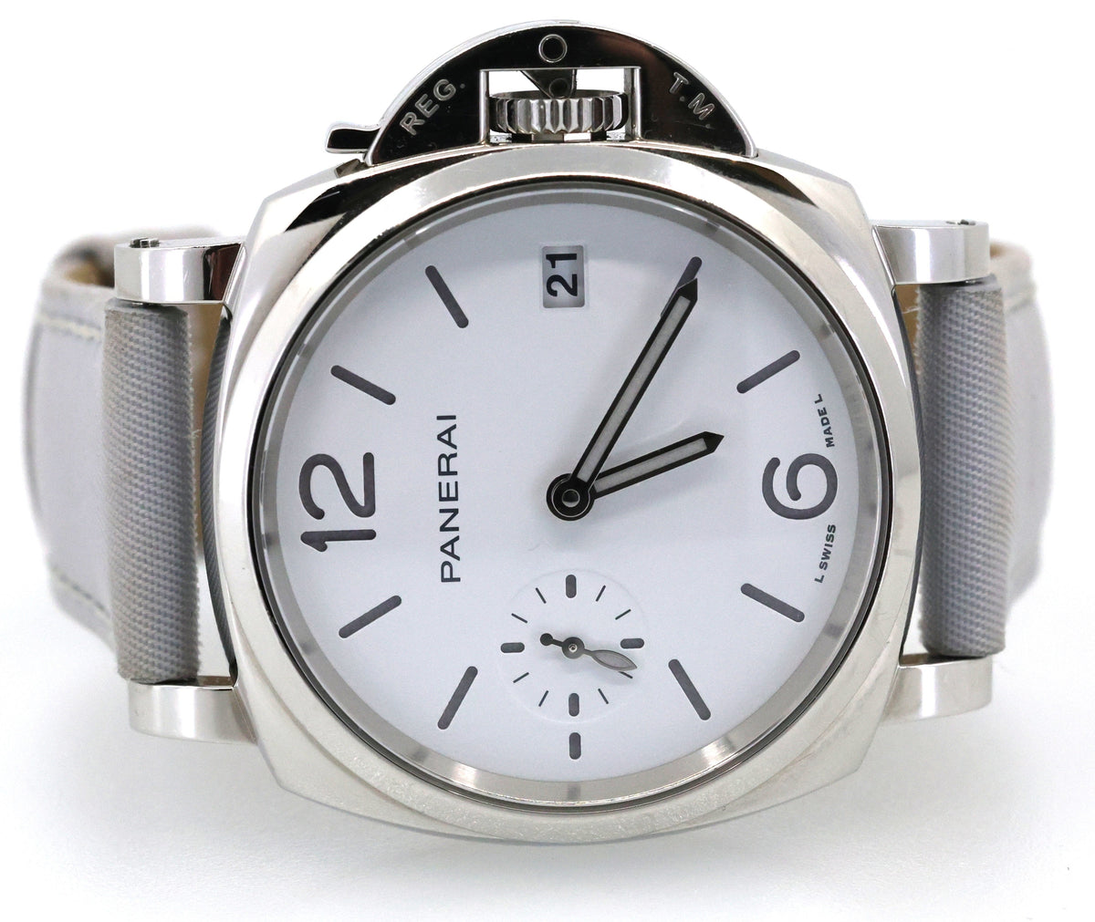 Panerai Luminor Due Prada Re-Nylon 38mm White Dial Watch (PAM01426), S16940 (Pre-owned)