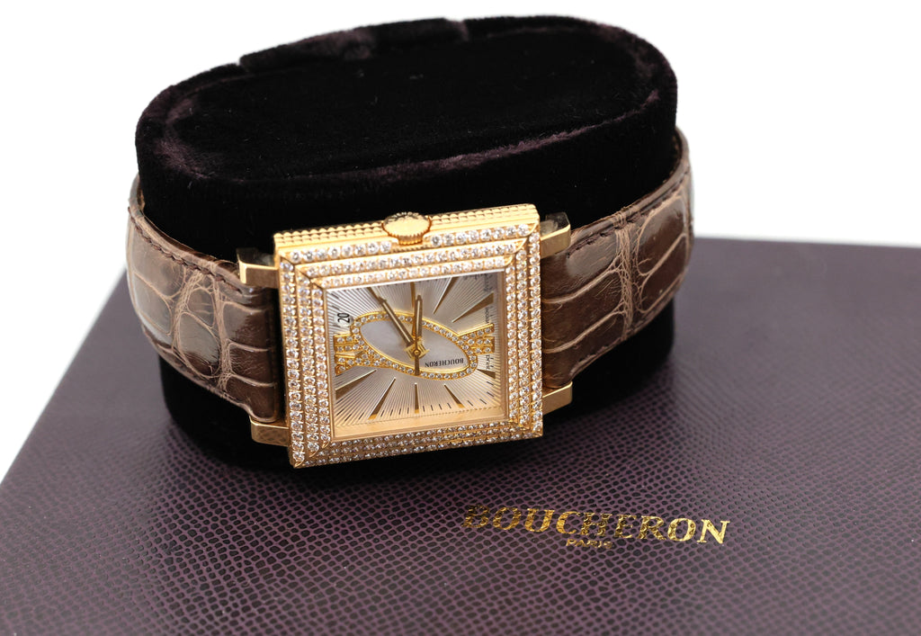 Boucheron La Carree 18k Gold Diamond Watch, Box/Papers