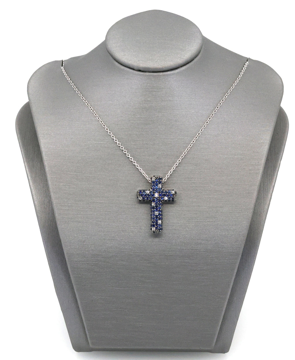 Salvini 18k White Gold Blue Sapphire & Diamonds Cross Pendant