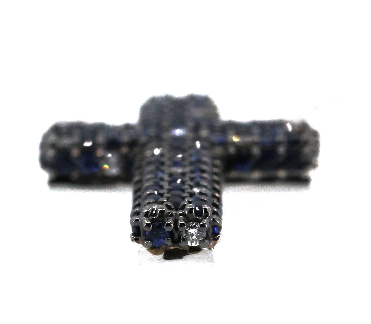 Salvini 18k White Gold Blue Sapphire & Diamonds Cross Pendant