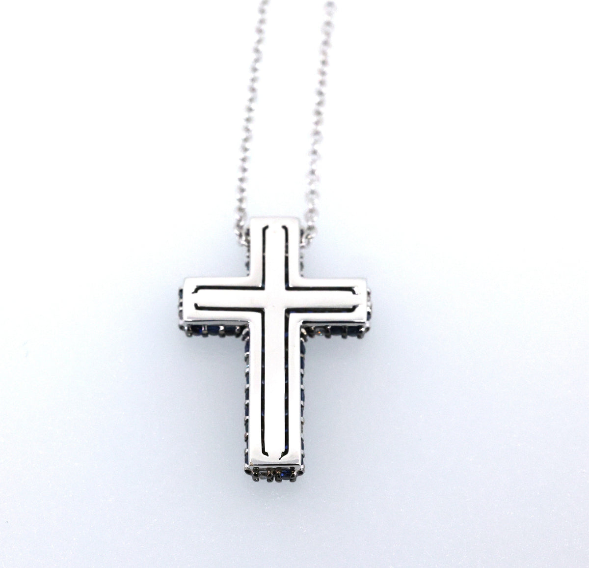 Salvini 18k White Gold Blue Sapphire & Diamonds Cross Pendant