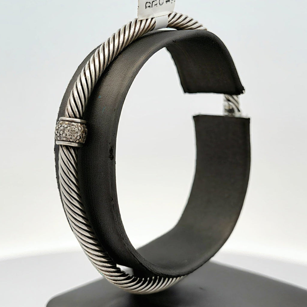 David Yurman Silver Classic Cable Diamond Bracelet, S108567
