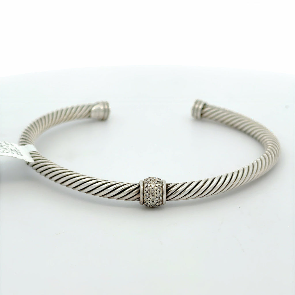 David Yurman Silver Classic Cable Diamond Bracelet, S108567