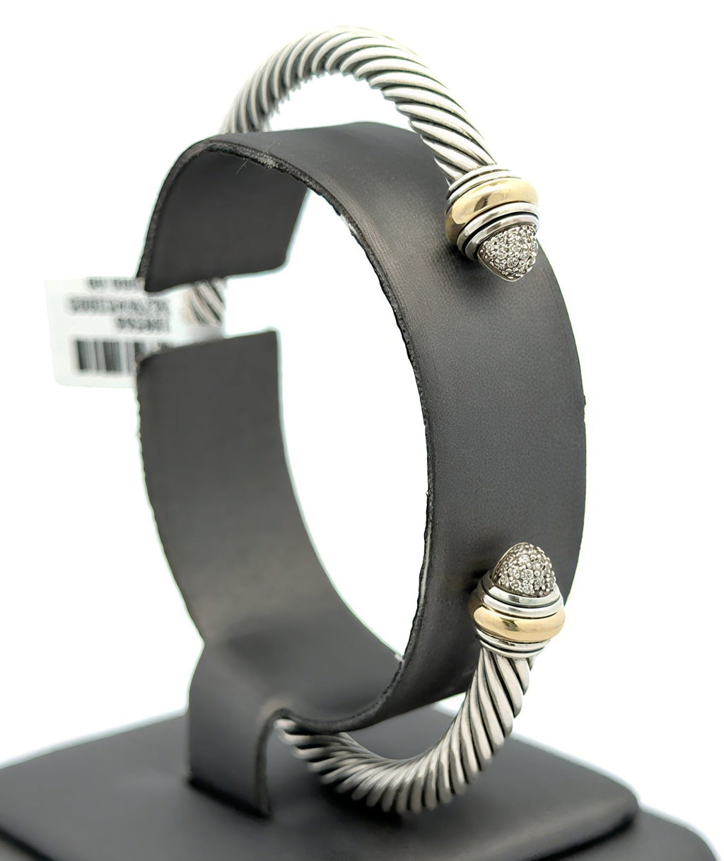 David Yurman 14k Silver Classic Cable Diamond Bracelet and Gold, S108566