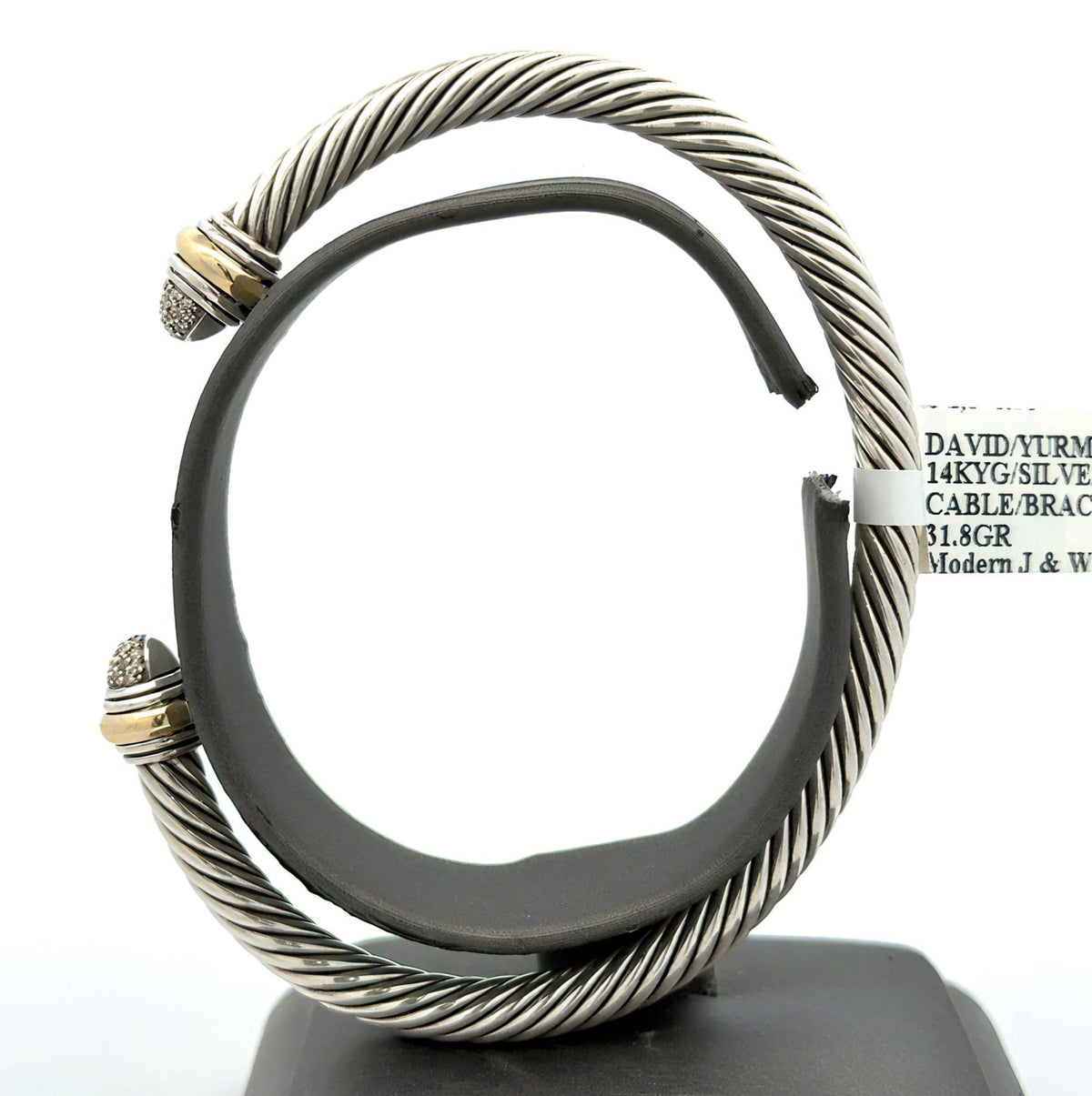 David Yurman 14k Silver Classic Cable Diamond Bracelet and Gold, S108566