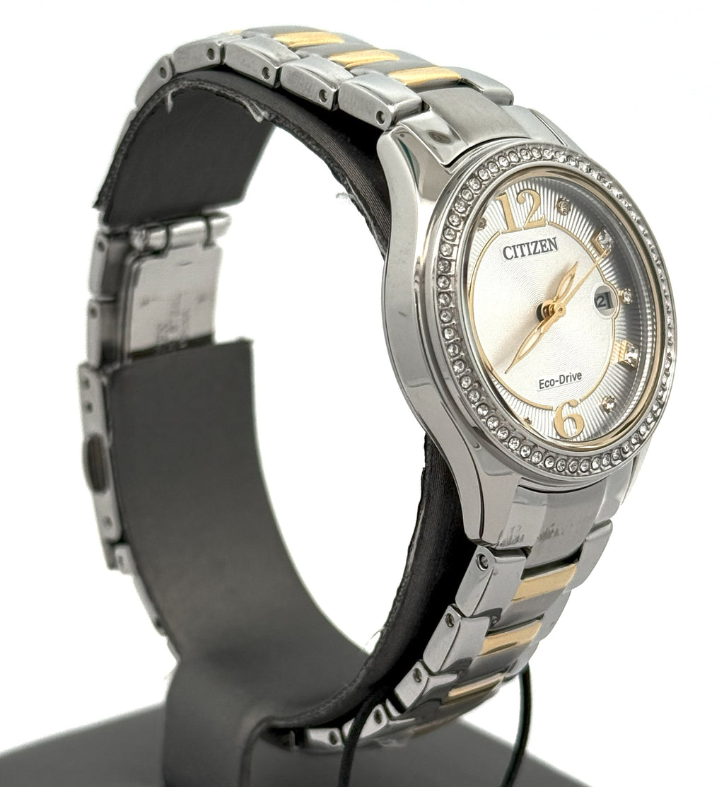 Citizen Crystal Eco Drive silver tone 30MM Ladies Watch, FE1146-71A