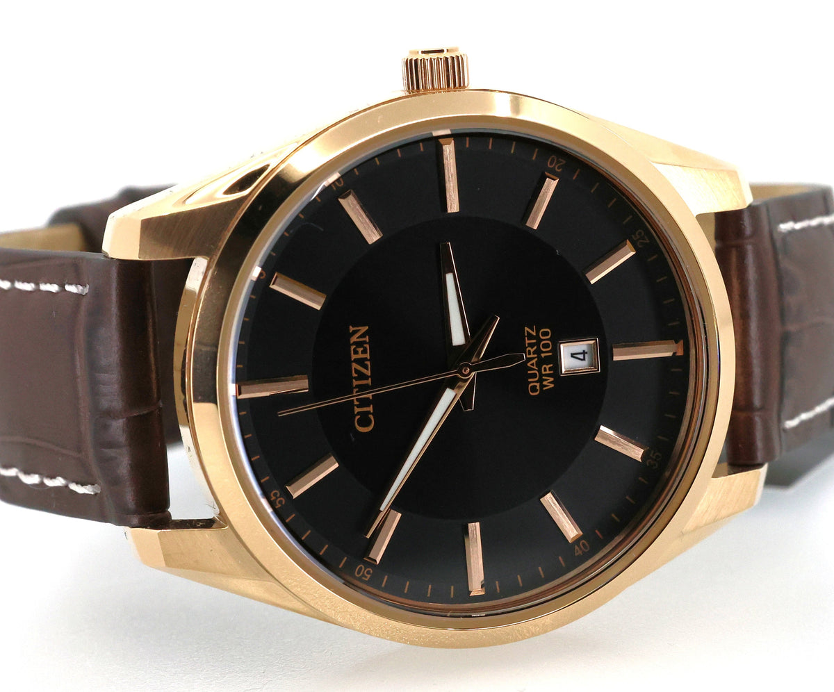 Citizen Quartz Men's Brown Leather Strap Watch BI1033-04E, Box/Card