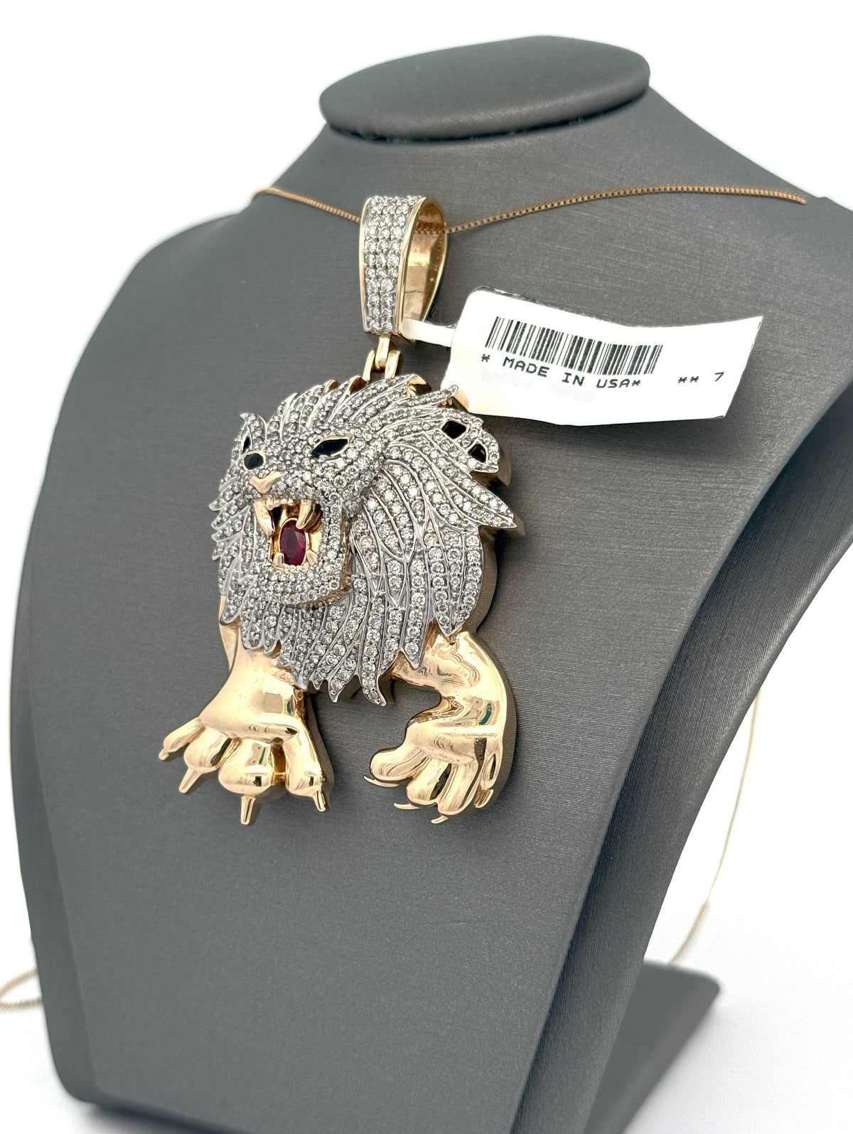 14k Gold Lion Head Pendant with Diamonds, S108532