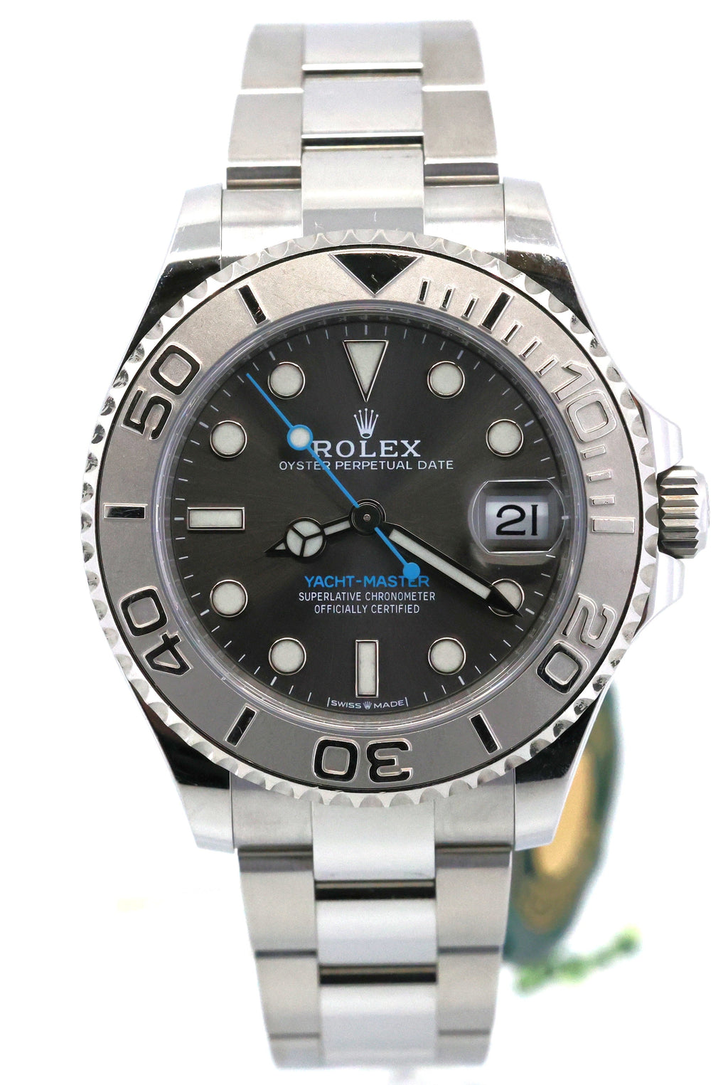 Pre-Owned Rolex Yacht-Master 268622 Rhodium Slate Gray Dial Platinum Bezel 37mm Watch, S16971