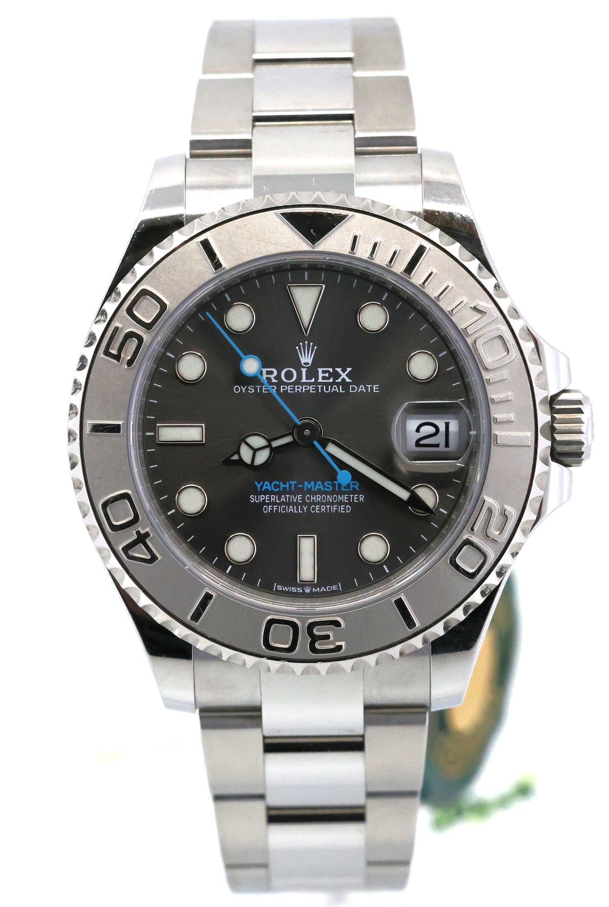 Pre-Owned Rolex Yacht-Master 268622 Rhodium Slate Gray Dial Platinum Bezel 37mm Watch, S16971