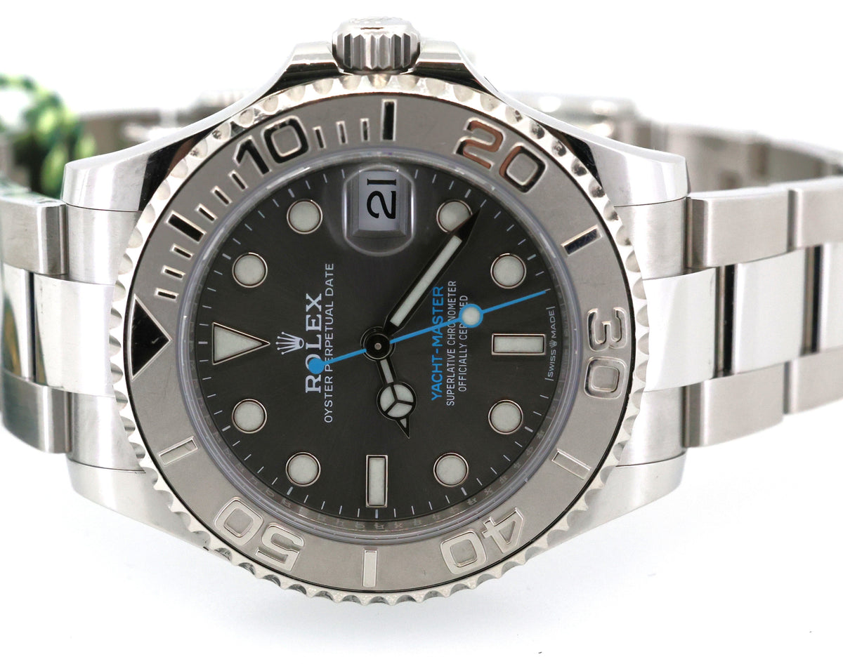 Pre-Owned Rolex Yacht-Master 268622 Rhodium Slate Gray Dial Platinum Bezel 37mm Watch, S16971