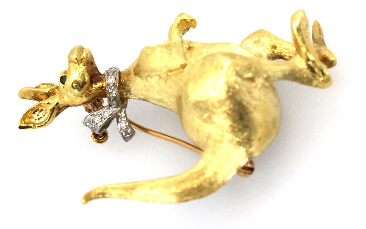18k Yellow Gold Kangaroo Brooch 21.9g, S100801