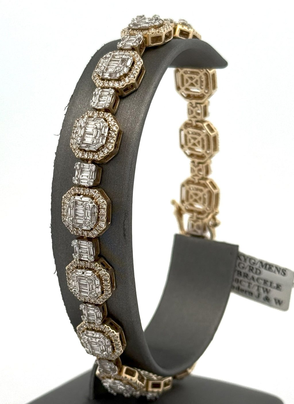 14k Yellow Gold 7.00CT Baguette Diamond Tennis Men's Bracelet, 9", S106104