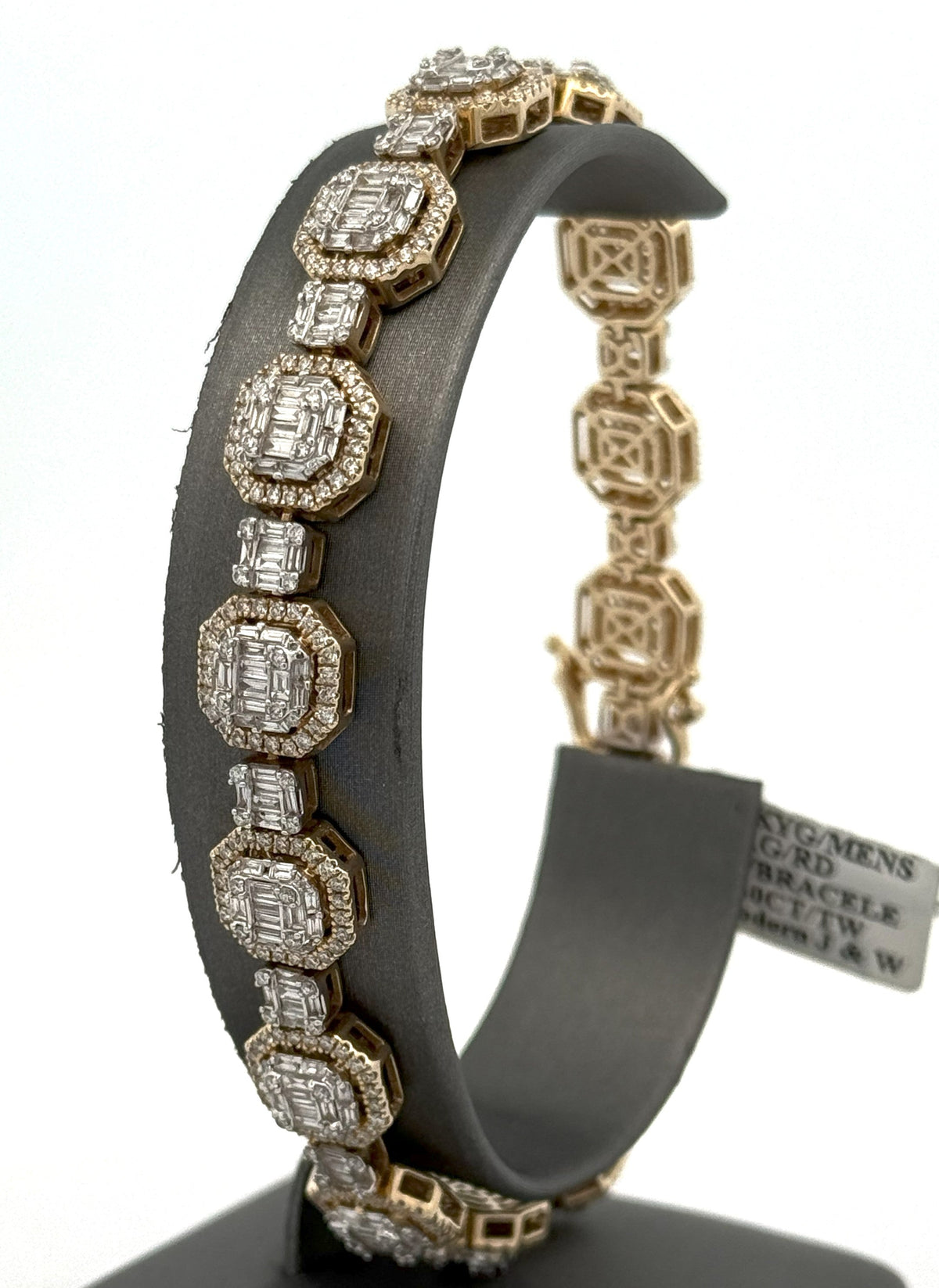 14k Yellow Gold 7.00CT Baguette Diamond Tennis Men's Bracelet, 9", S106104