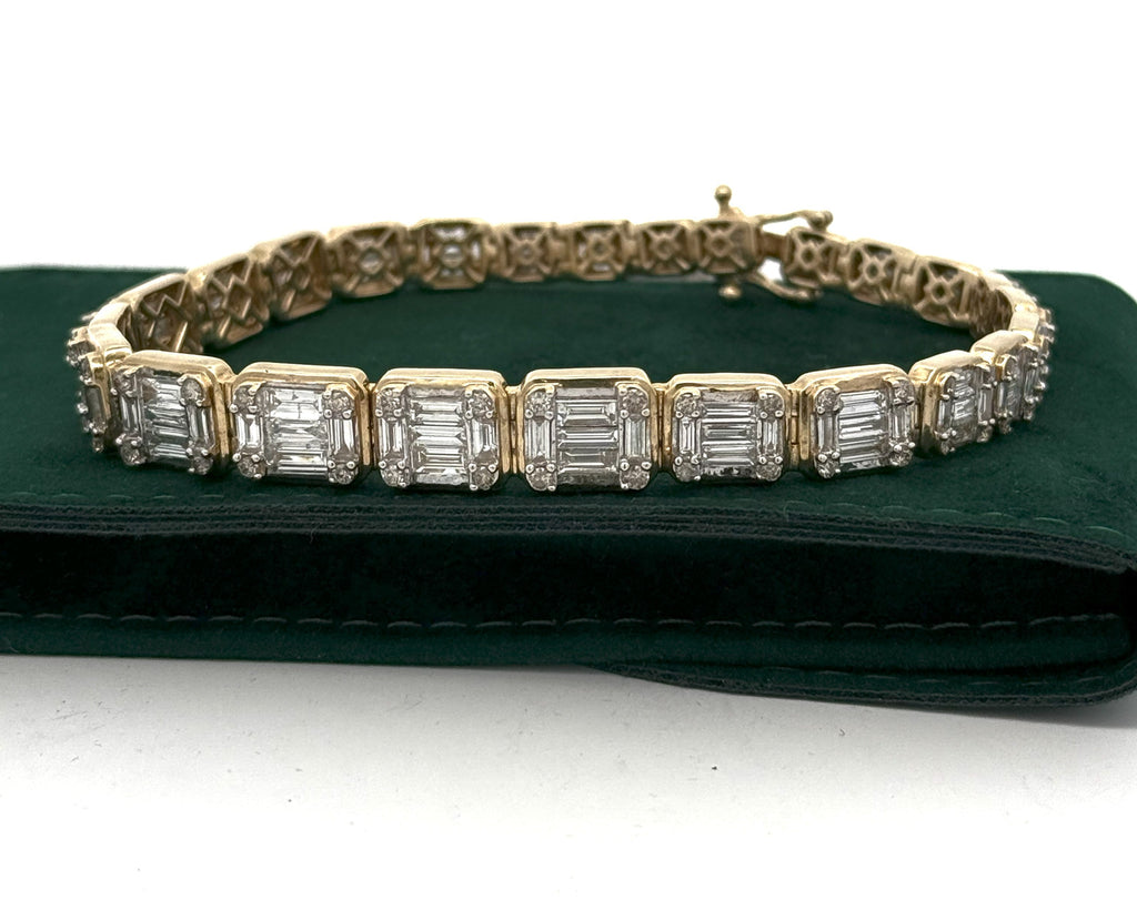14k Yellow Gold 10.50 CT Baguette Diamond Bracelet, S106947
