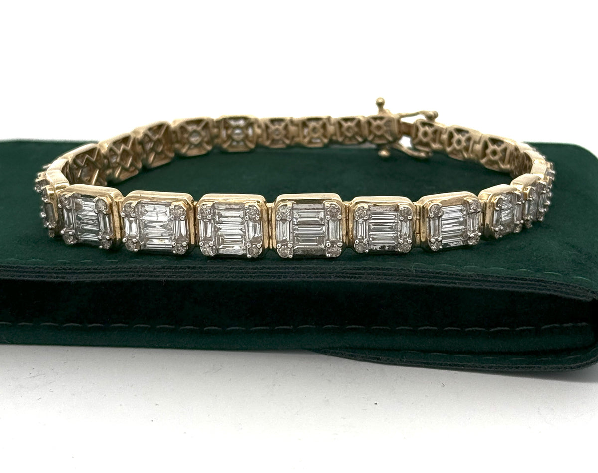 14k Yellow Gold 10.50 CT Baguette Diamond Bracelet, S106947