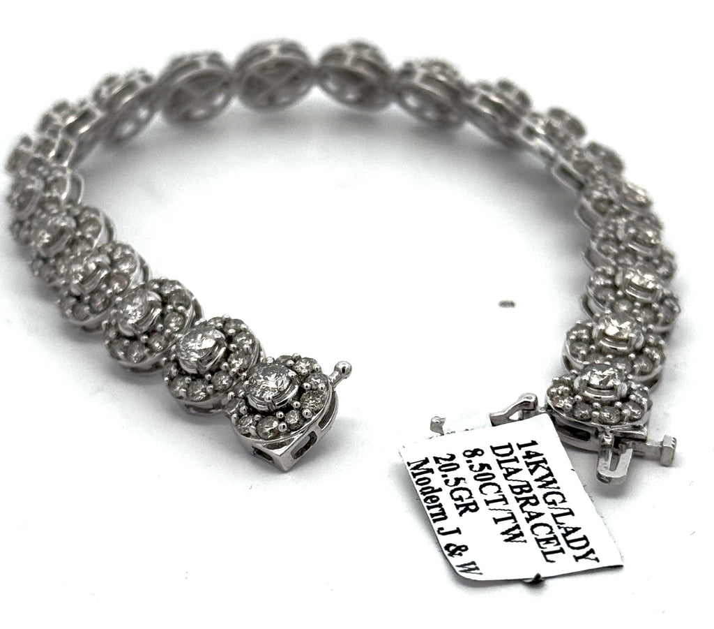 14k White Gold 8.50 CT Diamond Tennis Bracelet, 20.5g, 7.5", S107271