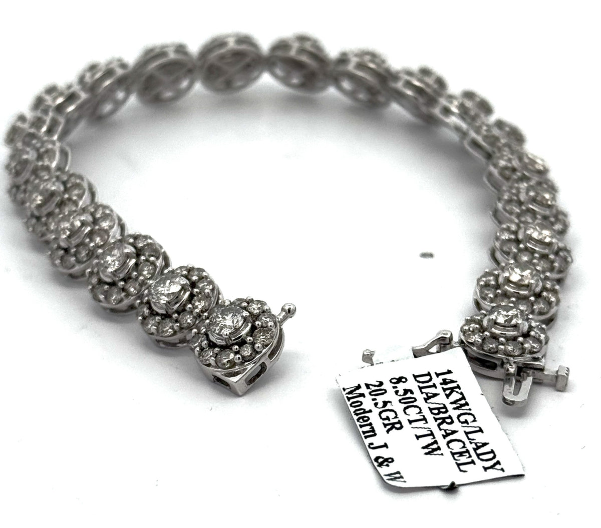 14k White Gold 8.50 CT Diamond Tennis Bracelet, 20.5g, 7.5", S107271