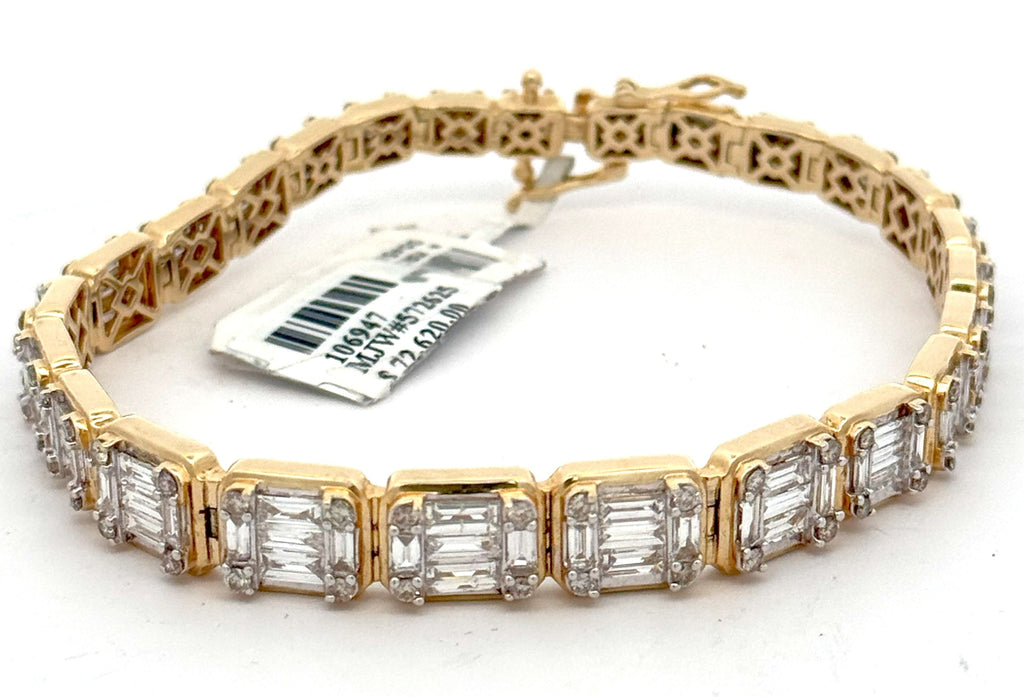 14k Yellow Gold 10.50 CT Baguette Diamond Bracelet, S106947