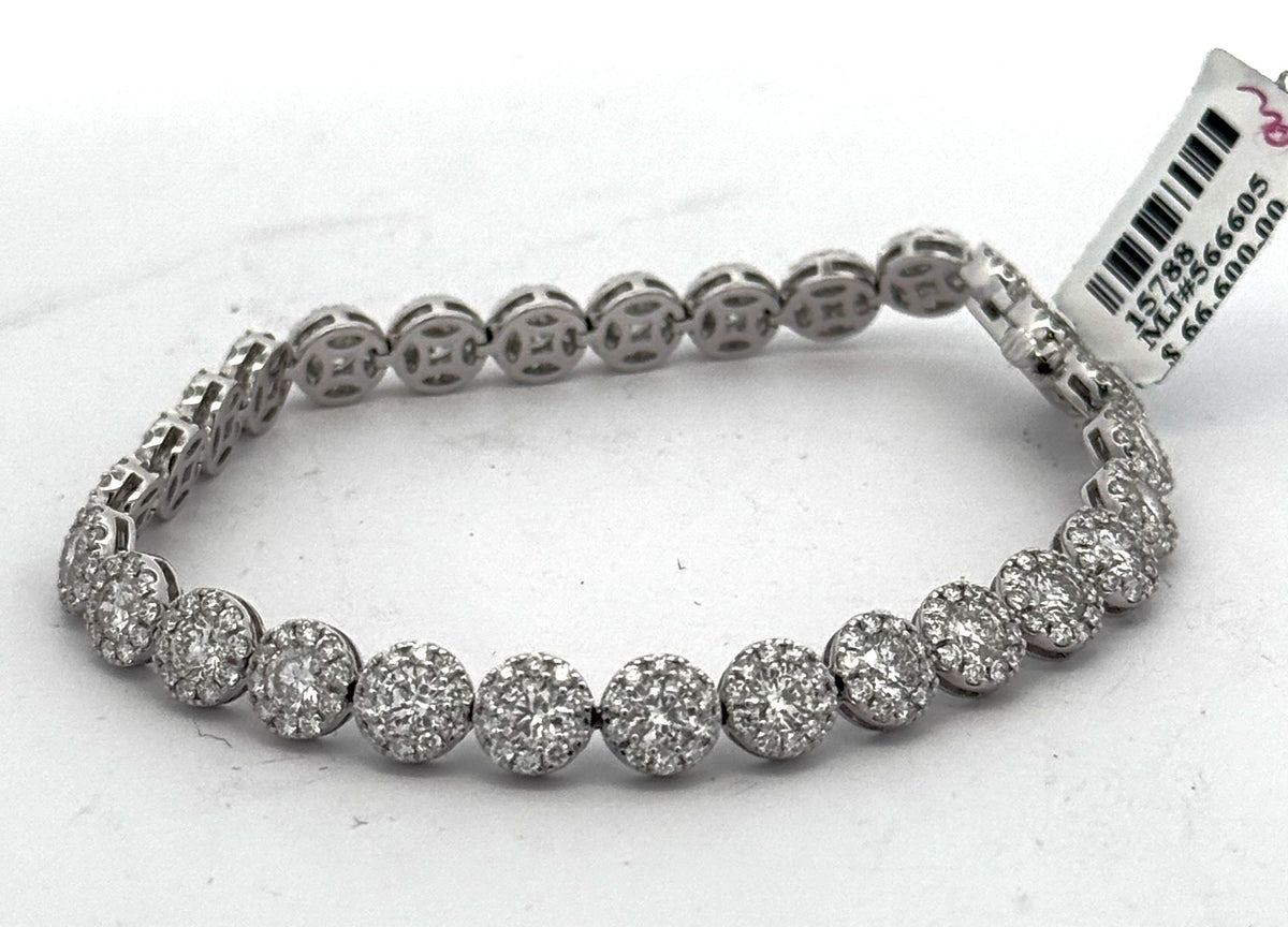 14k White Gold 9.53CT Diamond Tennis Ladies Bracelet, 14.2g, 7", S15788