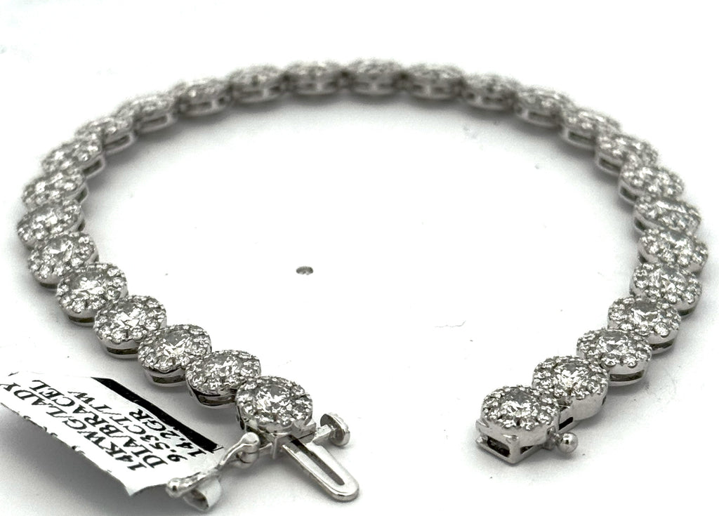 14k White Gold 9.53CT Diamond Tennis Ladies Bracelet, 14.2g, 7", S15788