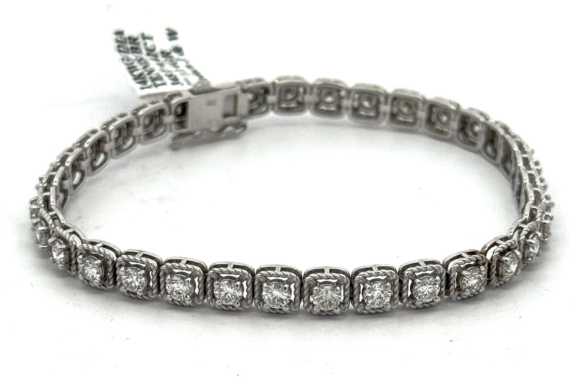 14k White Gold 4.42 CT Diamond Tennis Bracelet, 7", 12.4gm, S104649