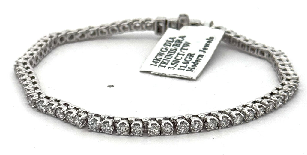 14k White Gold 3.50 CT Diamond Tennis Ladies Bracelet, 11.0g, 7", S15691