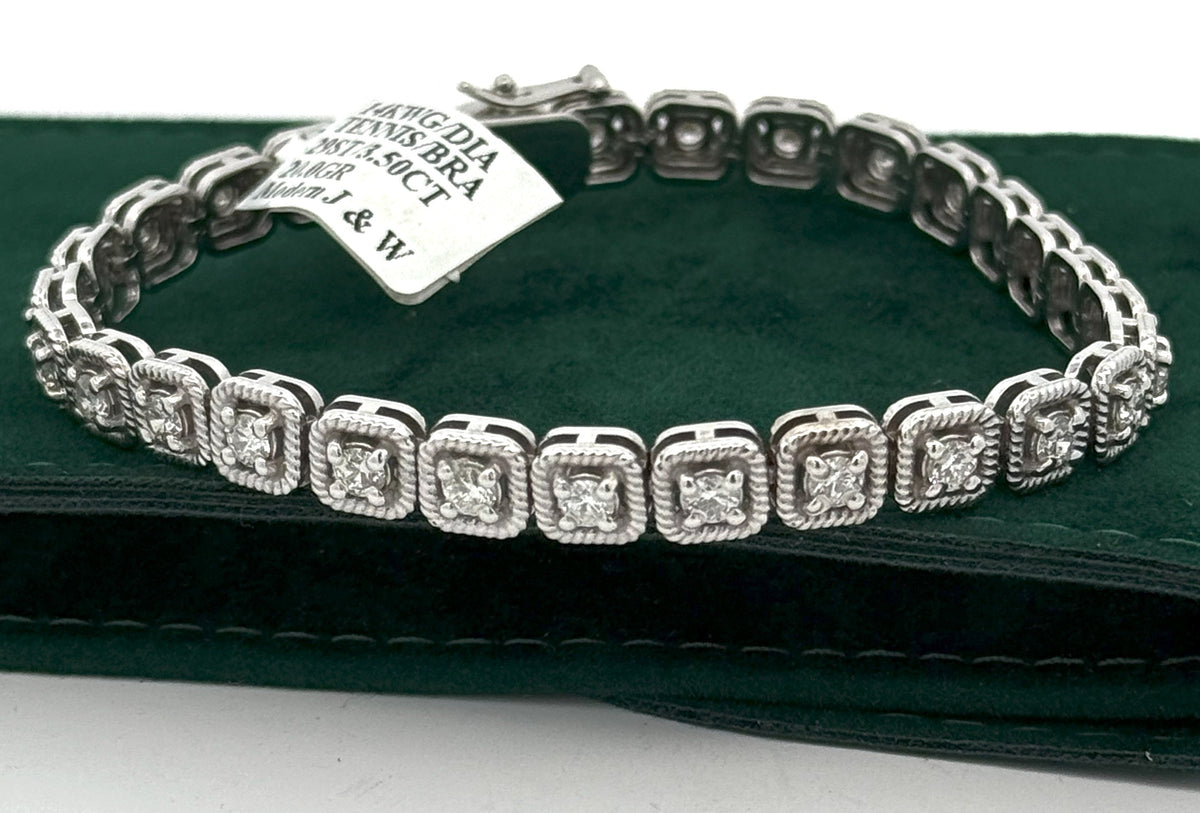 14k White Gold 3.50 Ct Diamond Tennis Bracelet, 20g, 7", S105331