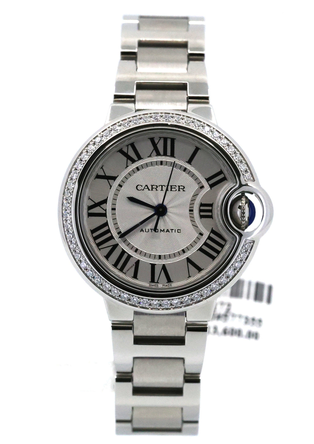 Cartier Ballon Bleu 33mm Automatic Original Diamond Bezel W4BB0023 New! Box/Card
