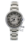 Cartier Ballon Bleu 33mm Automatic Original Diamond Bezel W4BB0023 New! Box/Card