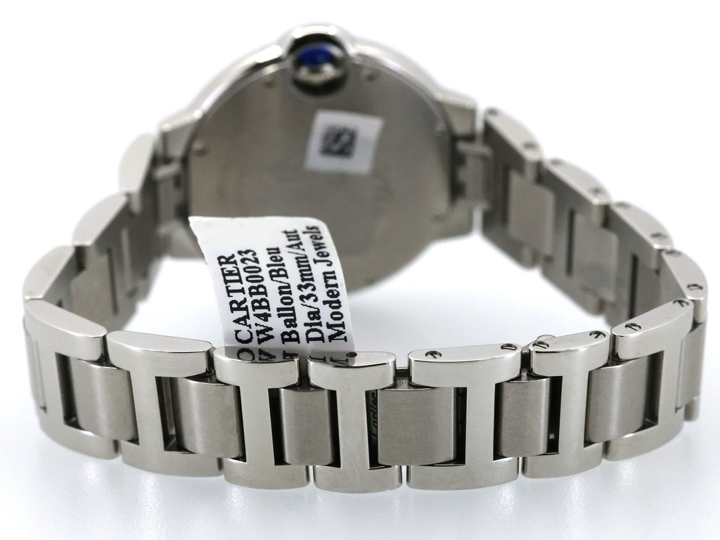 Cartier Ballon Bleu 33mm Automatic Original Diamond Bezel W4BB0023 New! Box/Card