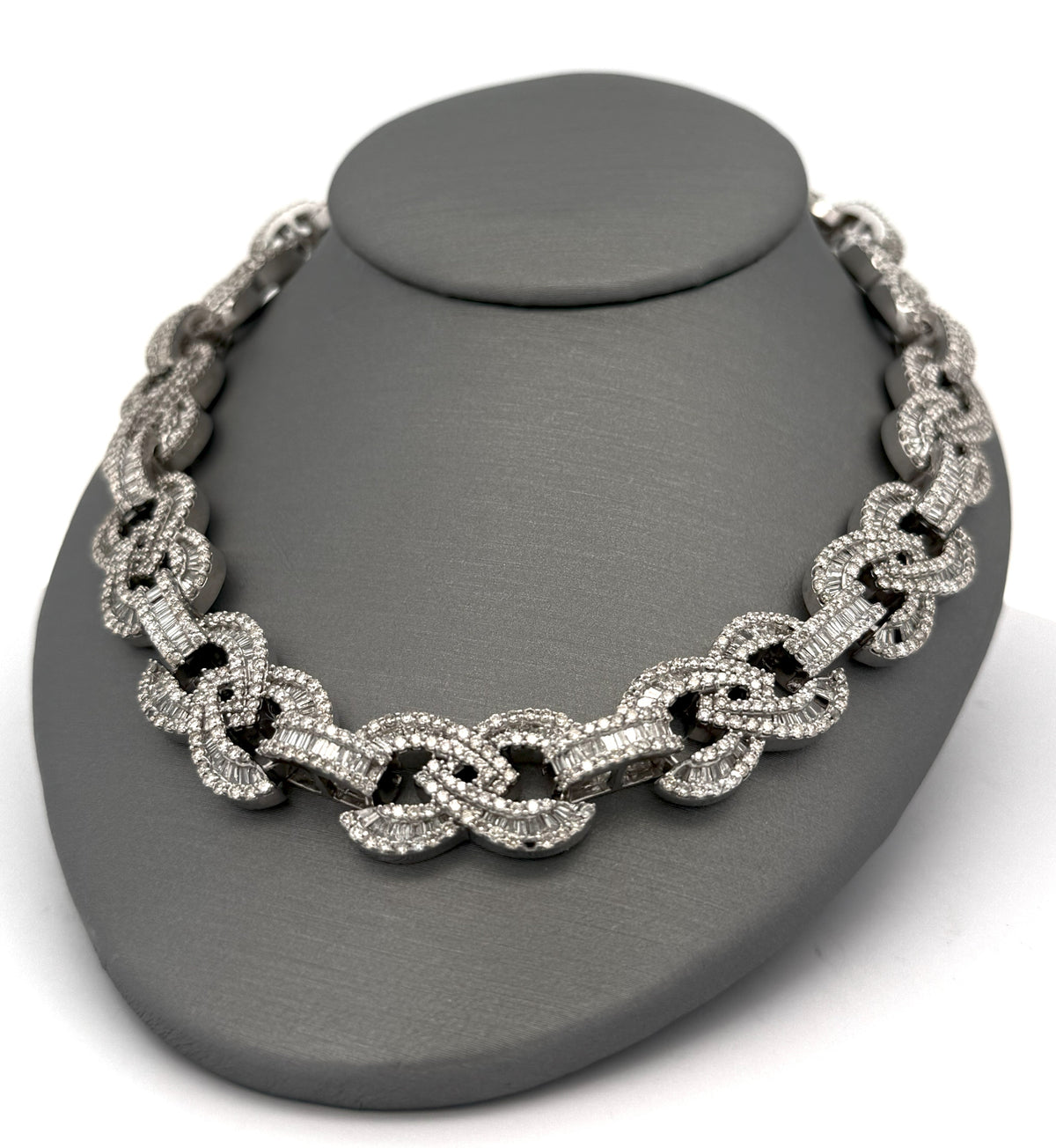 10k White Gold 34.75 CT Diamond Cuban Link Men's Necklace, 166.7g, 24", S108537