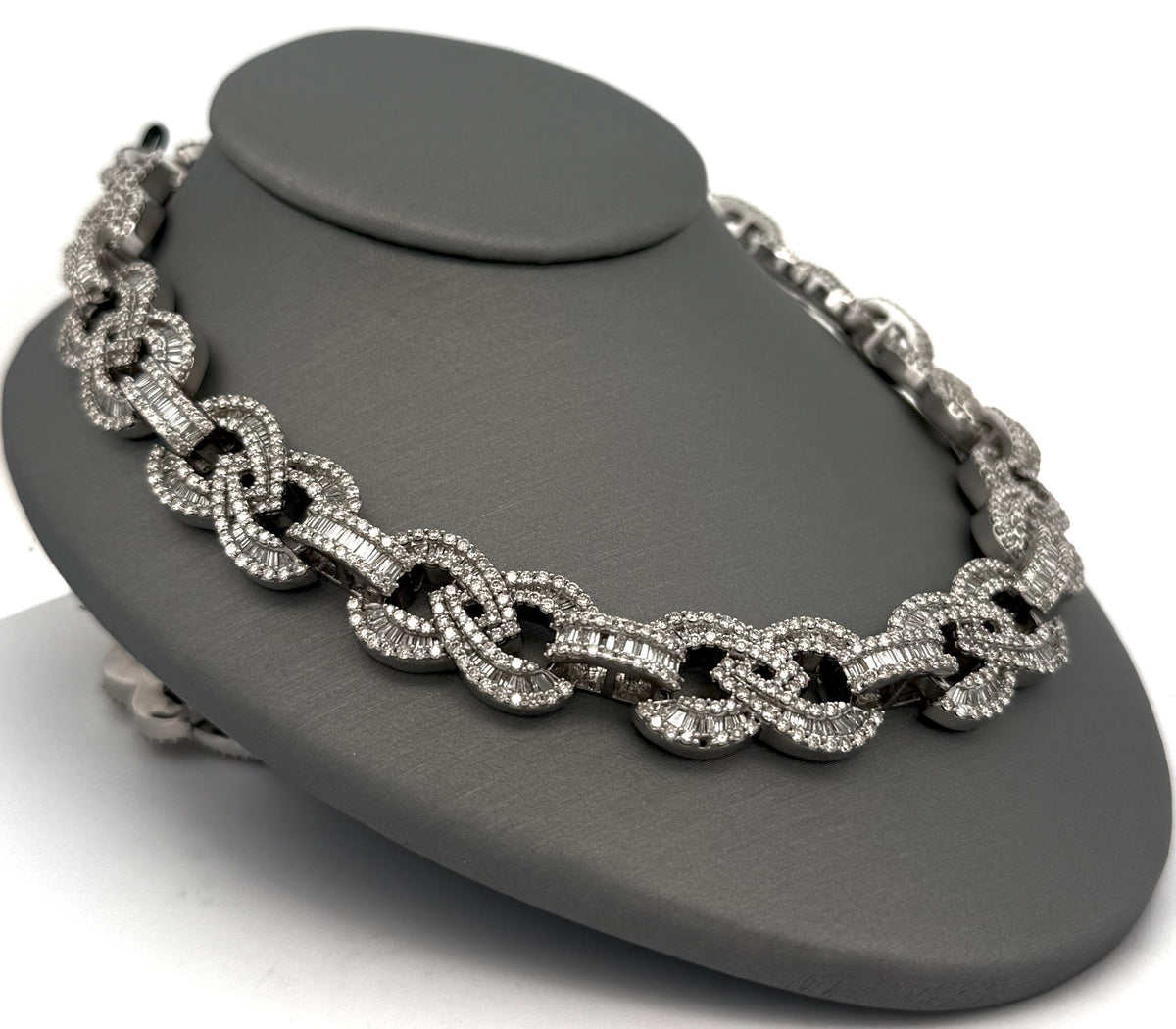10k White Gold 34.75 CT Diamond Cuban Link Men's Necklace, 166.7g, 24", S108537