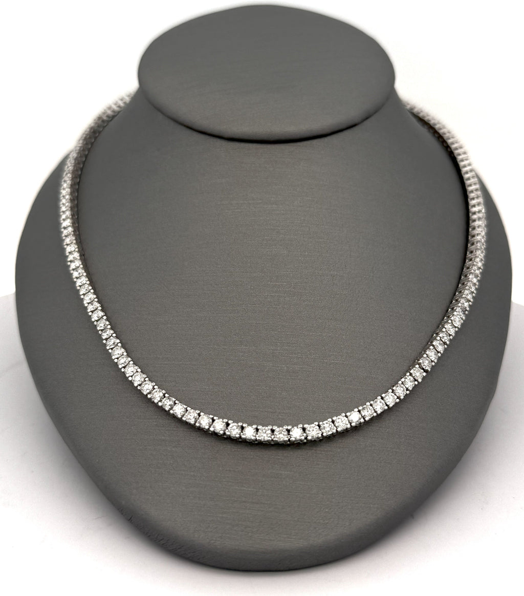 14k White Gold 10.0 CT Diamond Tennis Necklace, 25.7G, 21" S108536