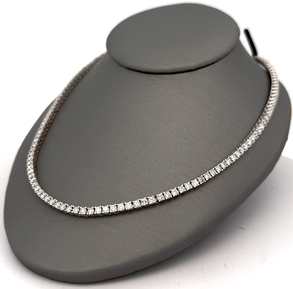 14k White Gold 10.0 CT Diamond Tennis Necklace, 25.7G, 21" S108536