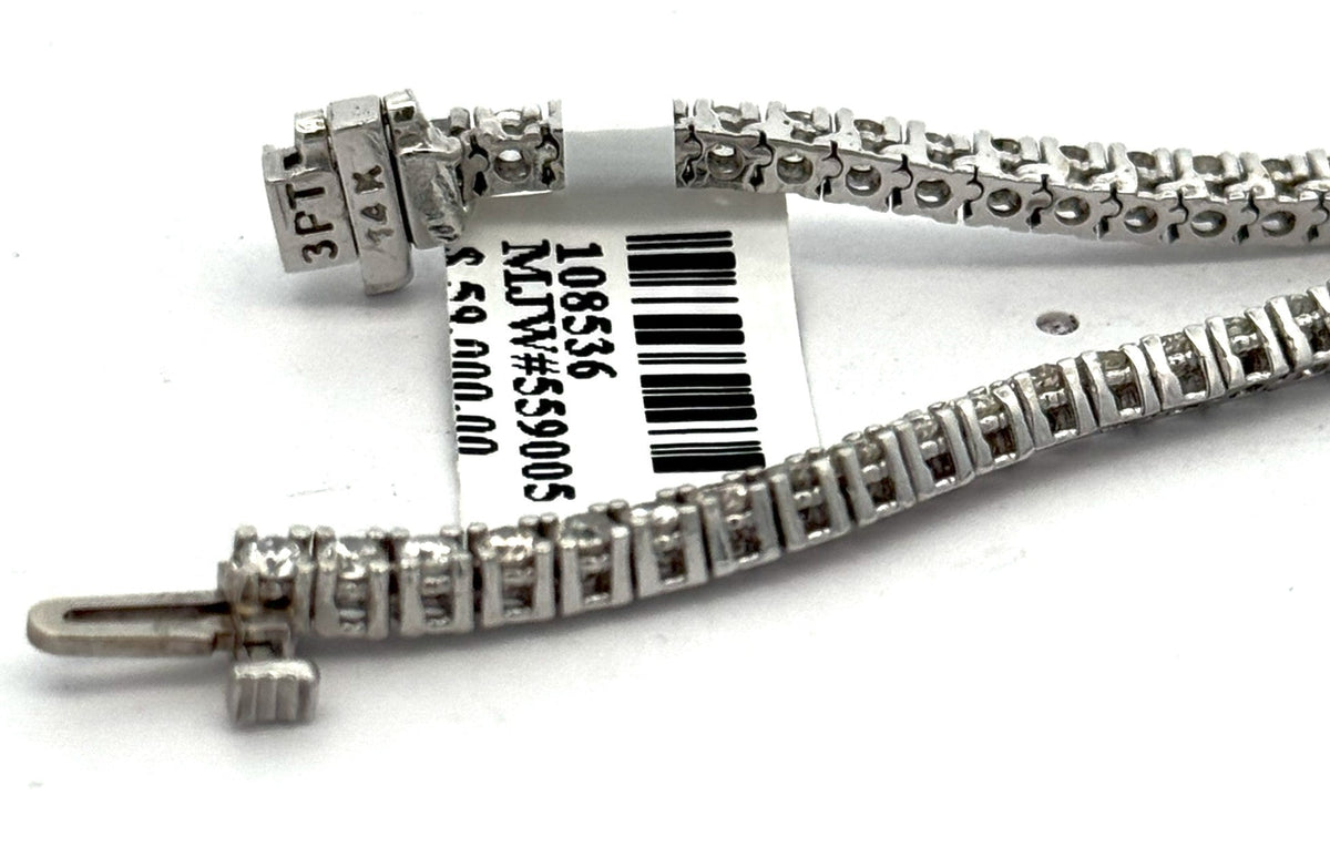 14k White Gold 10.0 CT Diamond Tennis Necklace, 25.7G, 21" S108536