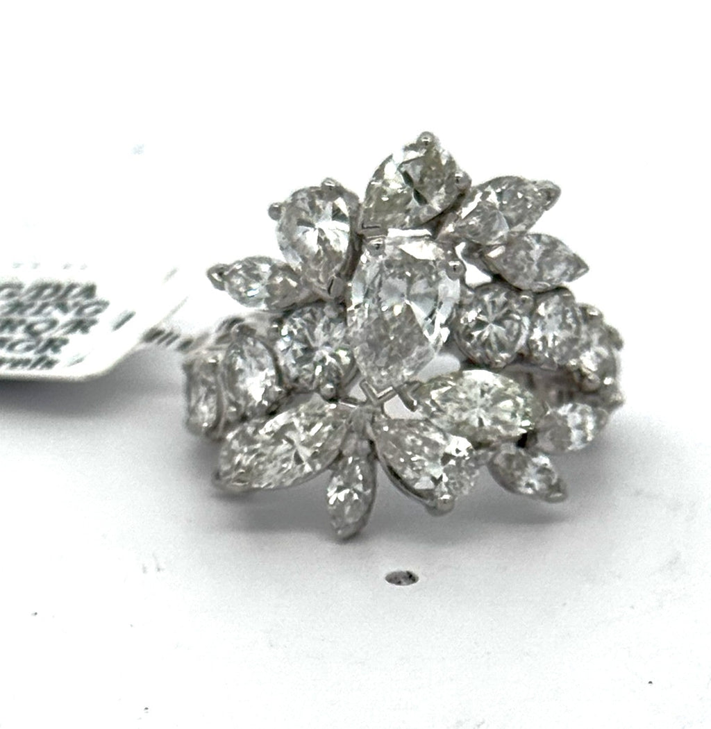 18K White Gold 7.60 CT Diamond Cluster Ladies Ring, S16653