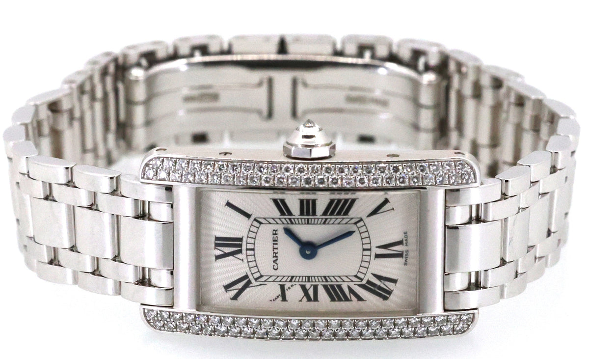 Cartier Tank Américaine Quartz 18kt White Gold Watch,WB7018L1, (Pre-owned), S109088