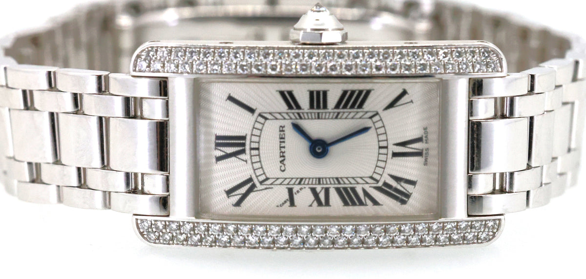 Cartier Tank Américaine Quartz 18kt White Gold Watch,WB7018L1, (Pre-owned), S109088