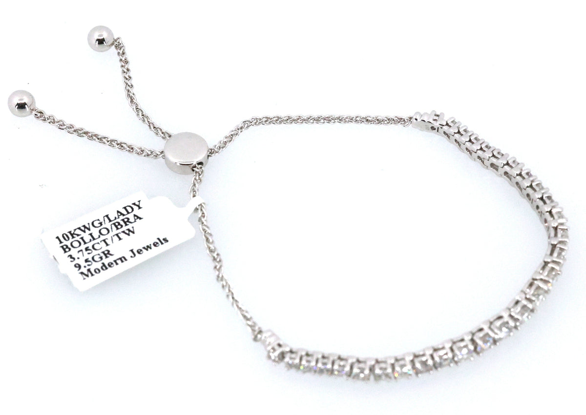 10k White Gold 3.50 CT Diamond Bolo Bracelet, 9.5g, S17081