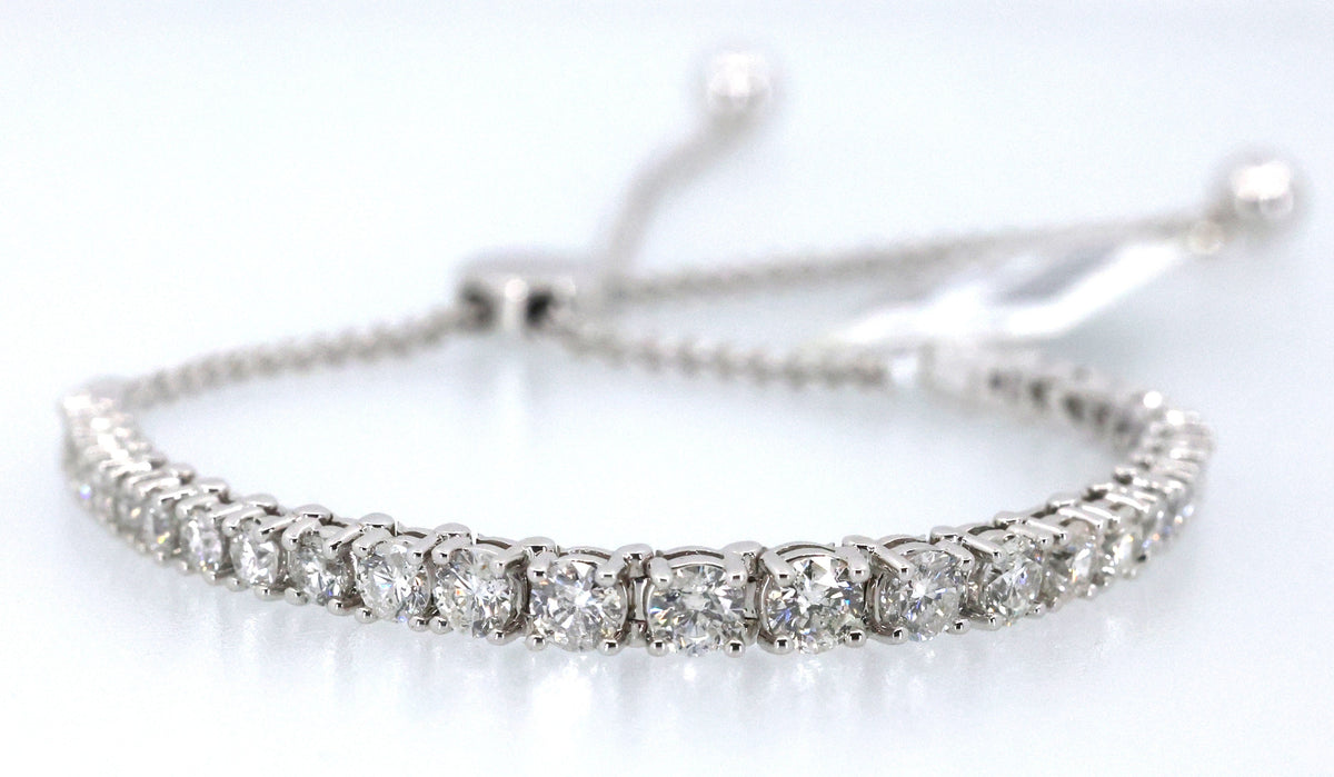 10k White Gold 3.50 CT Diamond Bolo Bracelet, 9.5g, S17081