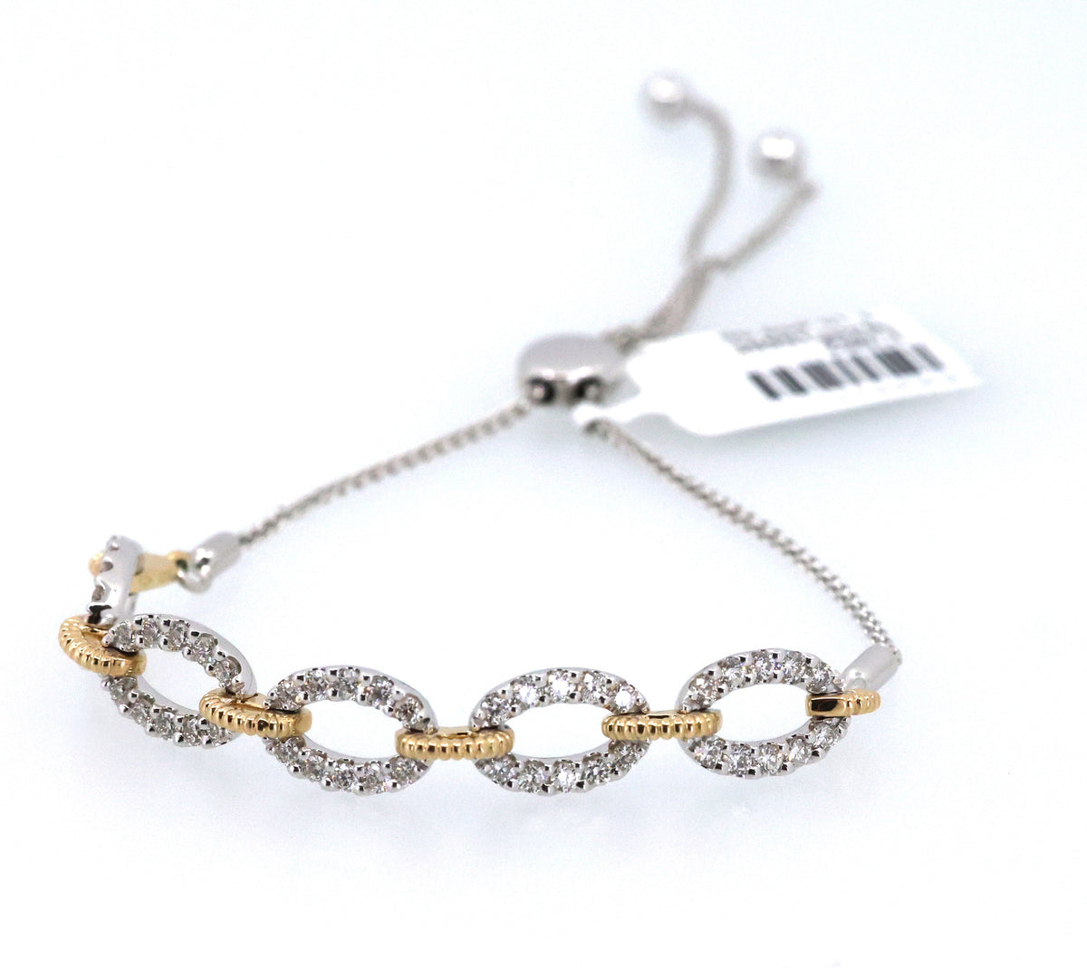 10k White & Yellow Gold 1.00 CT Diamond Bolo Bracelet, 7.2g, S17082