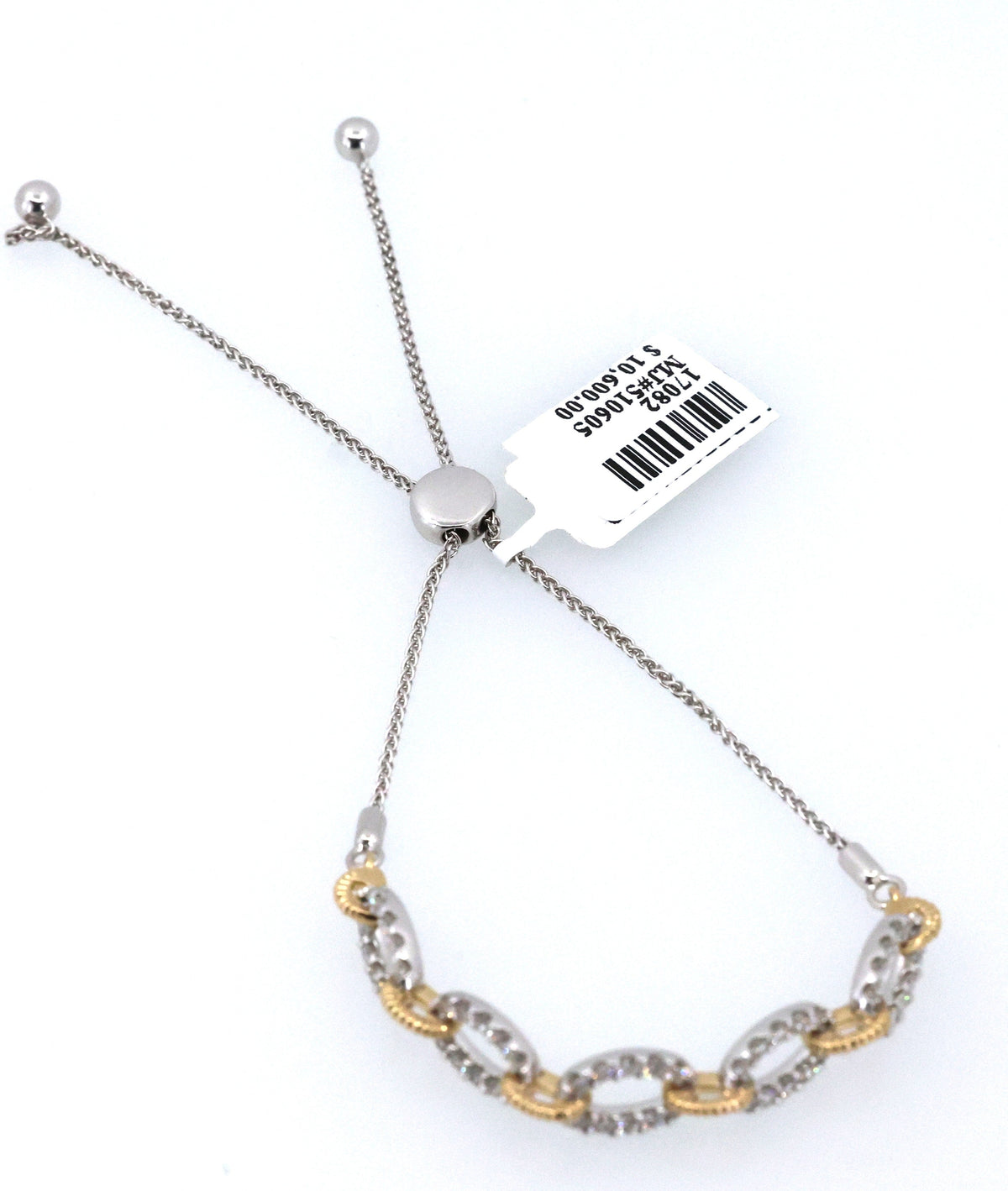 10k White & Yellow Gold 1.00 CT Diamond Bolo Bracelet, 7.2g, S17082