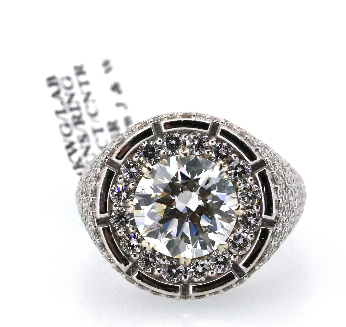 14k White Gold 4.80 CT Lab Diamond Men's Ring, S109099
