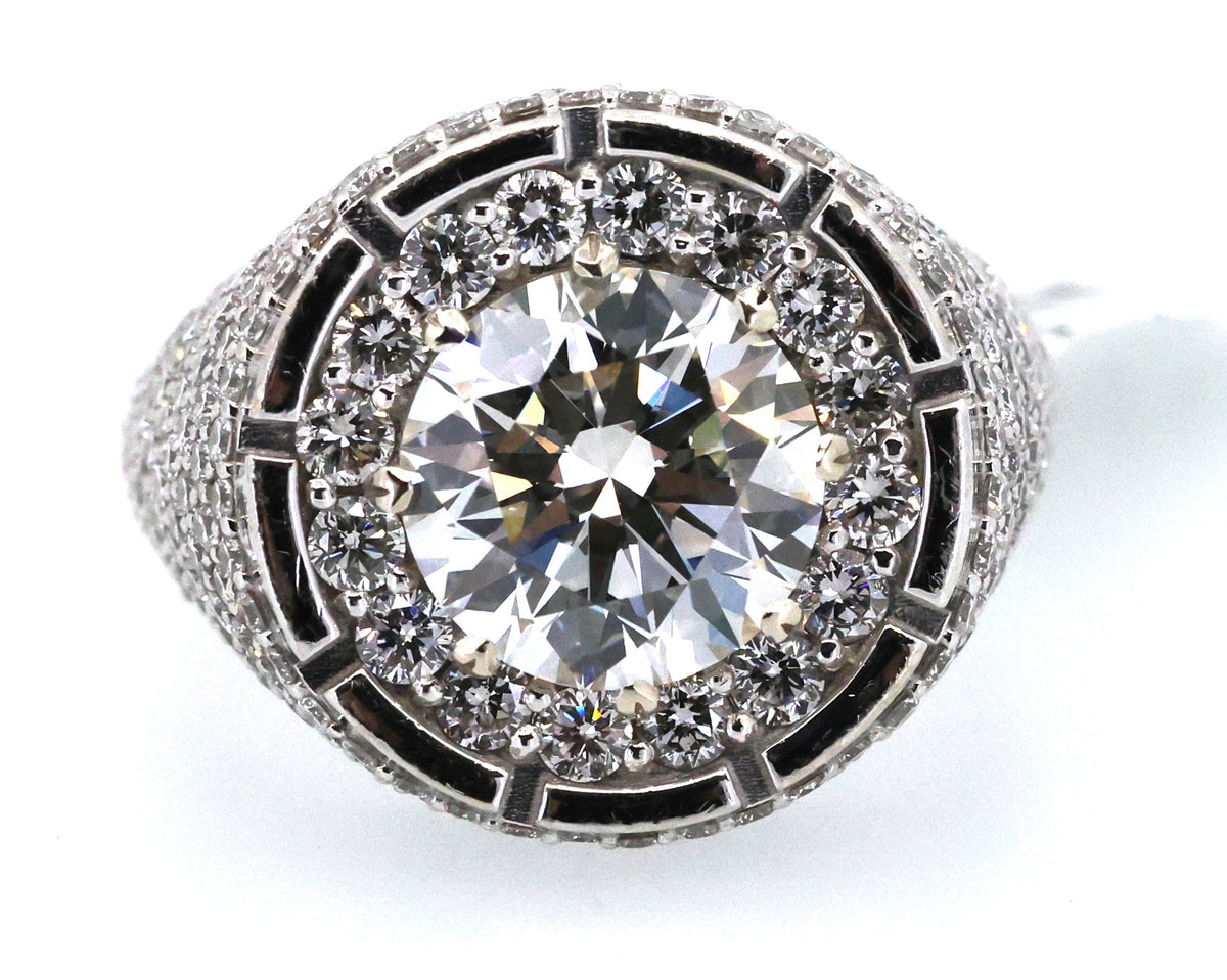 14k White Gold 4.80 CT Lab Diamond Men's Ring, S109099